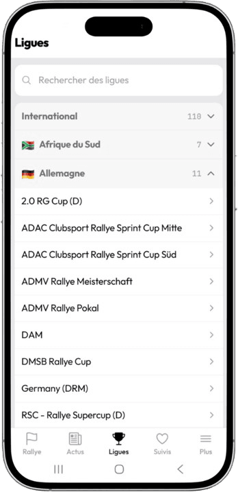 Championnats et ligues dans Rally-Track