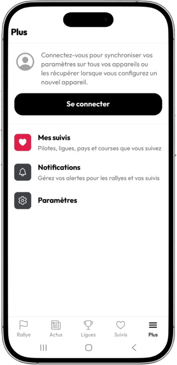 Alertes et paramètres dans Rally-Track