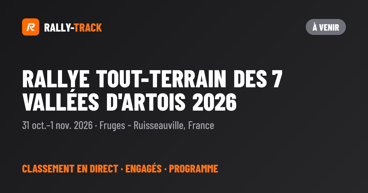 Rallye Tout-Terrain des 7 Vallées d'Artois 2026 — Classement, résultats ...